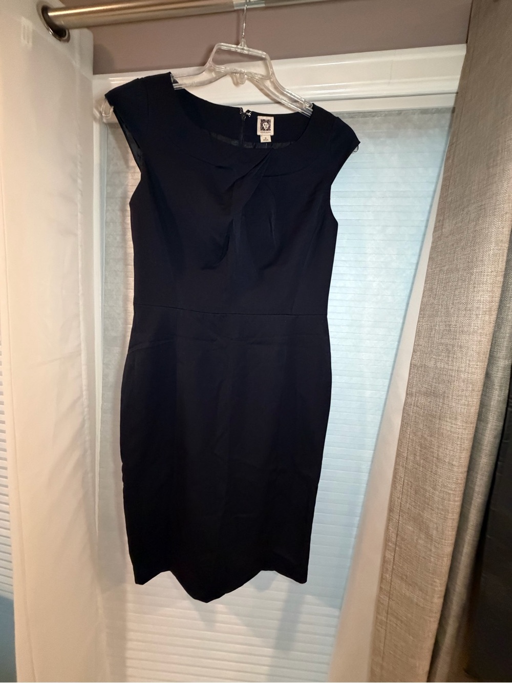 Classic Navy Cap-Sleeve Sheath Dress